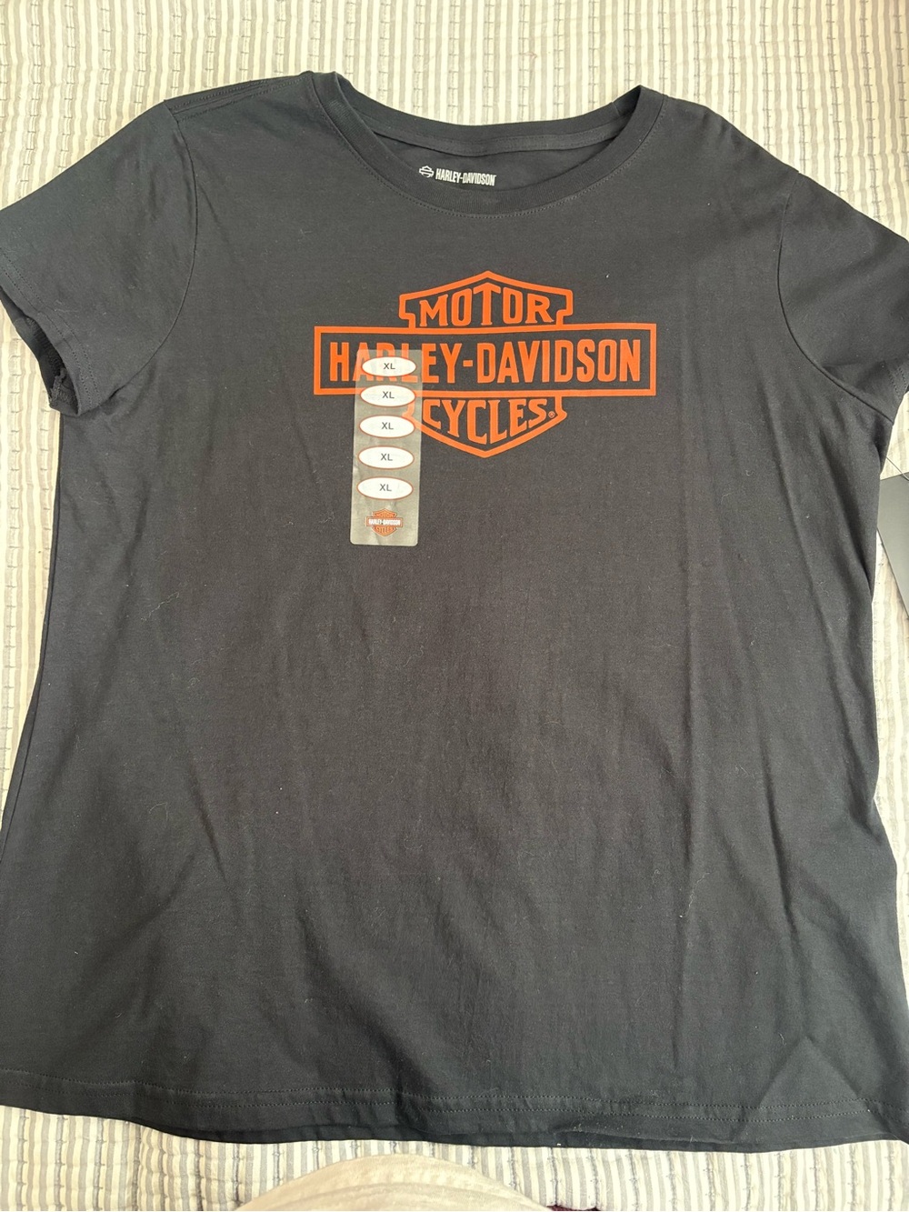 Harley-Davidson Black T-Shirt with Orange Shield Logo